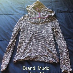Long sleeve hooded heathered purple top